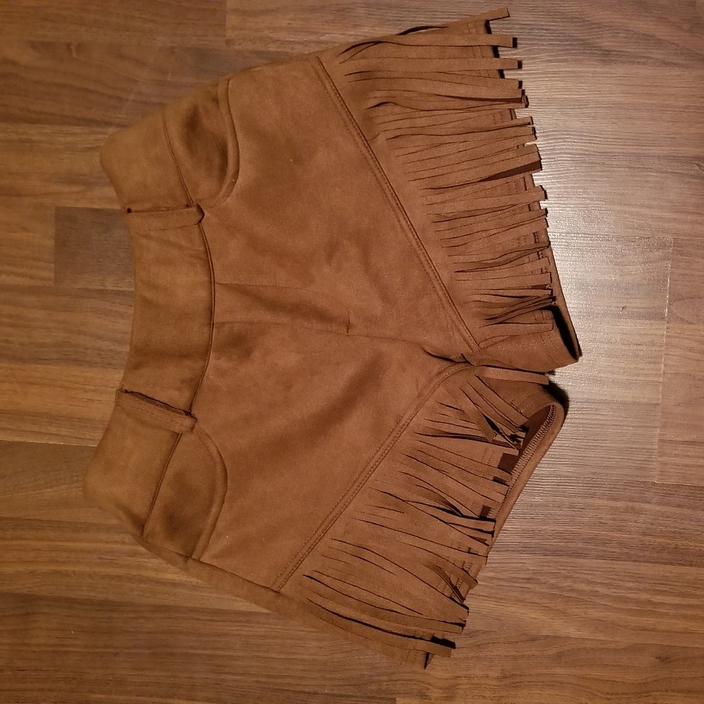 Crazy Train Suede Fringe Shorts